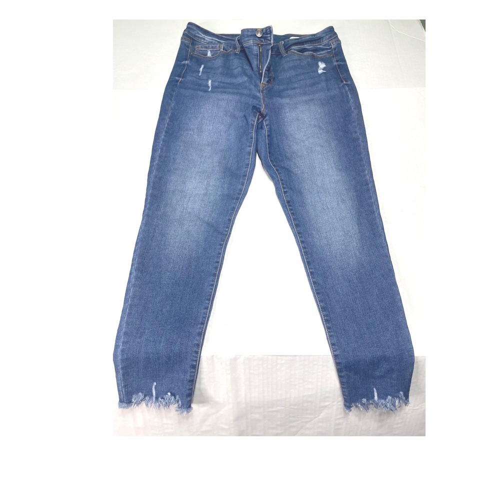 Sofia Jeans by Sofia Vergara Skinny Ankle Distressed Frayed Hem Denim Size 12